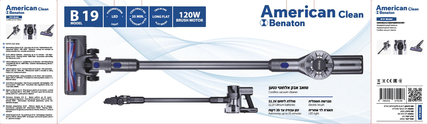 שואב אבק אלחוטי נטען B-19 AMERICAN-CLEAN