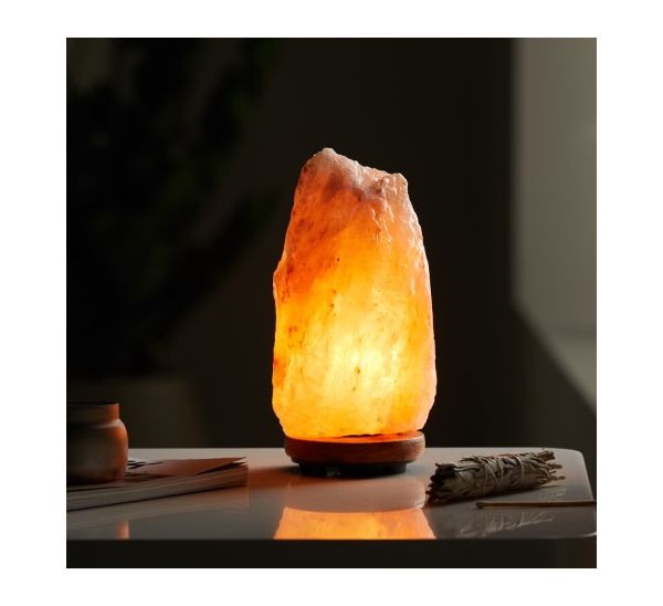 מנורת מלח הימלאיה - בסיס עץ אמיתי