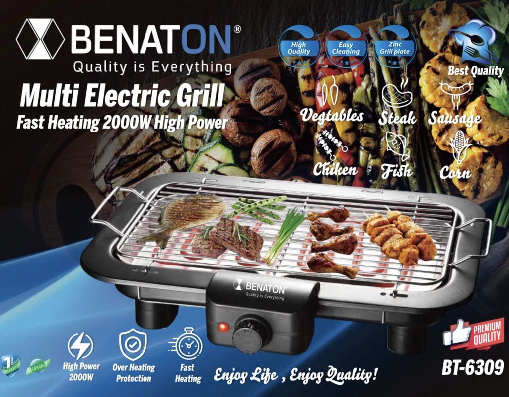 BT-6309 מנגל Multi Grill חשמלי ביתי מבית BENATON