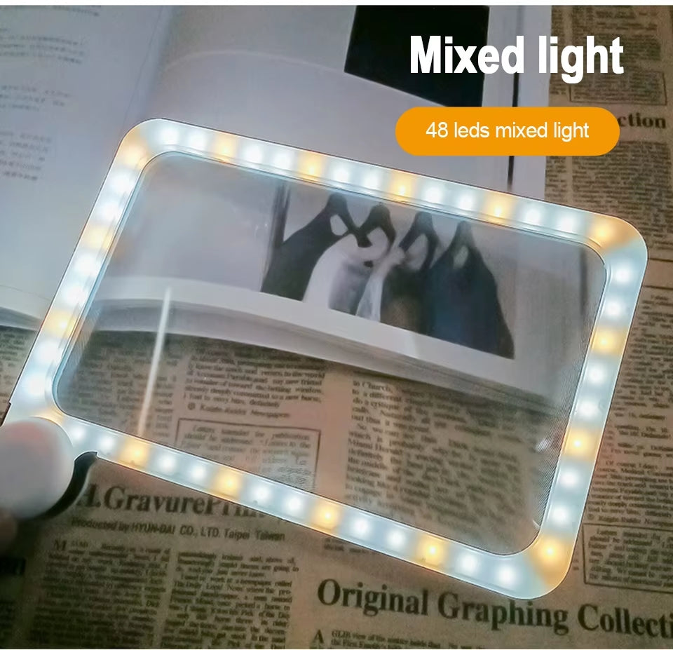 זכוכית מגדלת גדולה עם תאורת לד