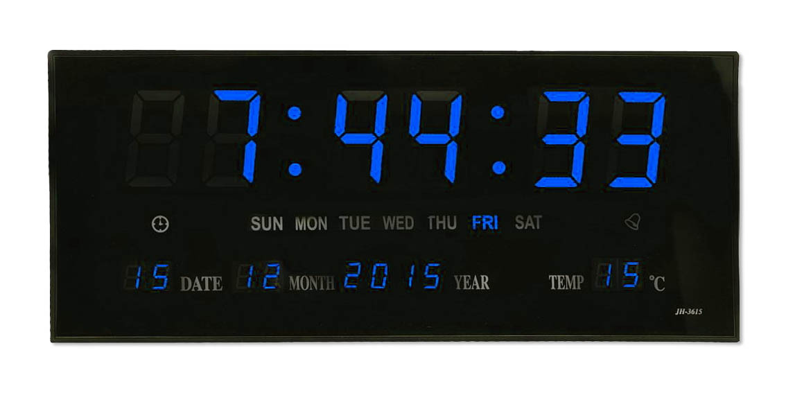 שעון דיגיטלי לקיר 36 ס''מ - 3 צבעים