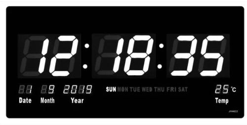 שעון קיר דיגיטלי לד 46 ס''מ - 3 צבעים