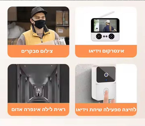 פעמון דלת אלחוטי ואינטרקום עם מסך נייד