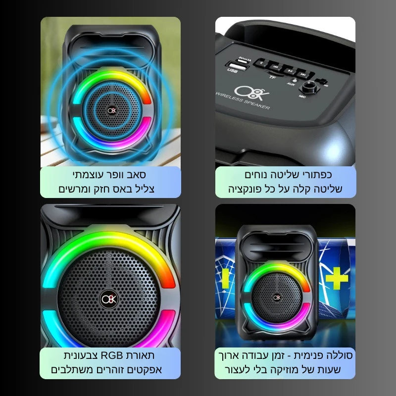 רמקול 4'' Bluetooth עוצמתי עם עיצוב חדשני  BT-408