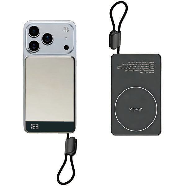 פאוור בנק סוללת גיבוי מתכתי 10,000mAh עם מטען אלחוטי