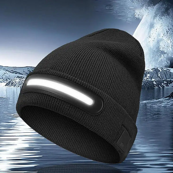 כובע צמר איכותי נטען עם תאורת LED מובנית