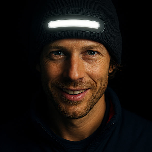 כובע צמר איכותי נטען עם תאורת LED מובנית