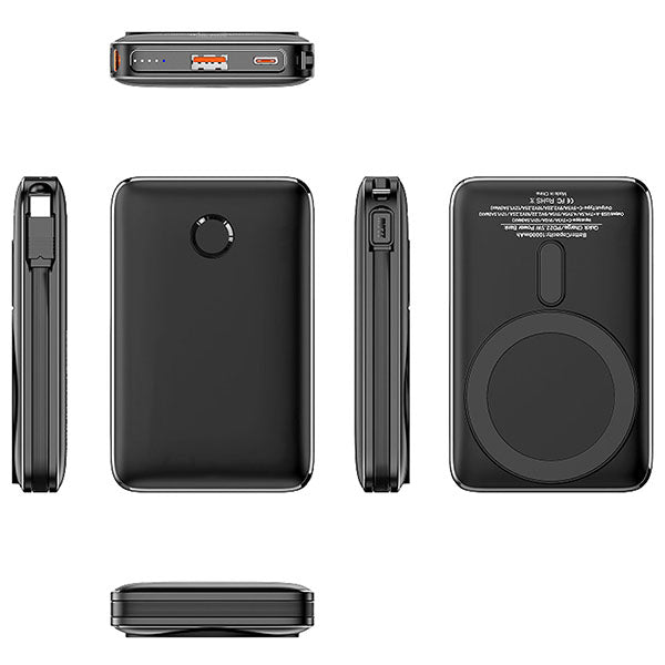 פאוור בנק סוללת גיבוי 10,000mAh עם כבל היקפי נצמד