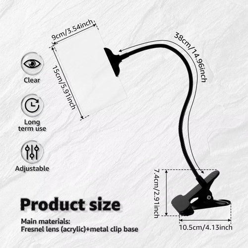 זכוכית מגדלת 5x עם קליפס לקריאה