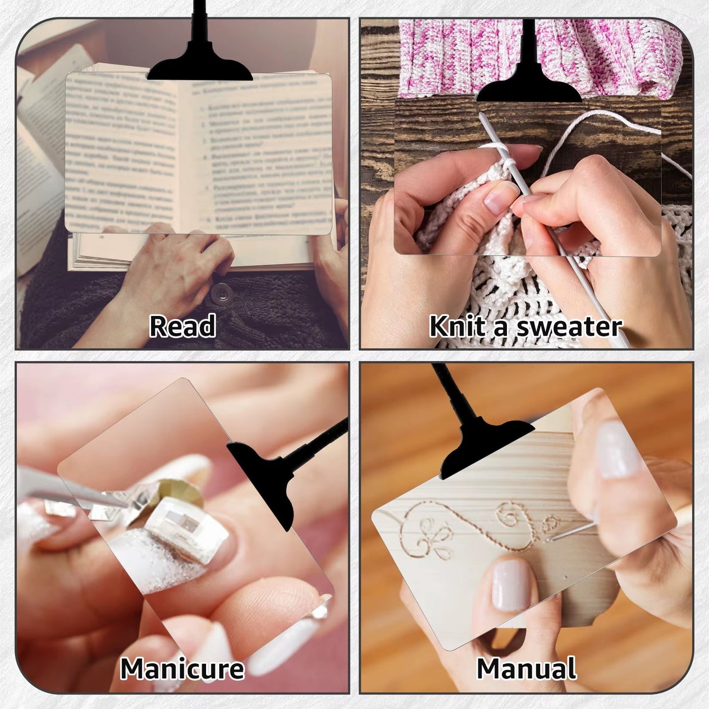 זכוכית מגדלת 5x עם קליפס לקריאה