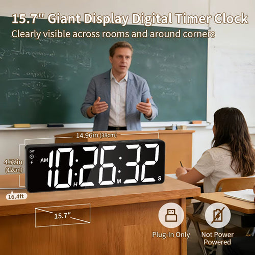 שעון טיימר דיגיטלי 15.7 אינץ' עם שלט רחוק