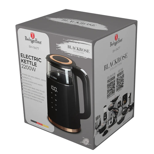 קומקום זכוכית חשמלי 1.7 ליטר Berlinger Haus Black Rose BH9477