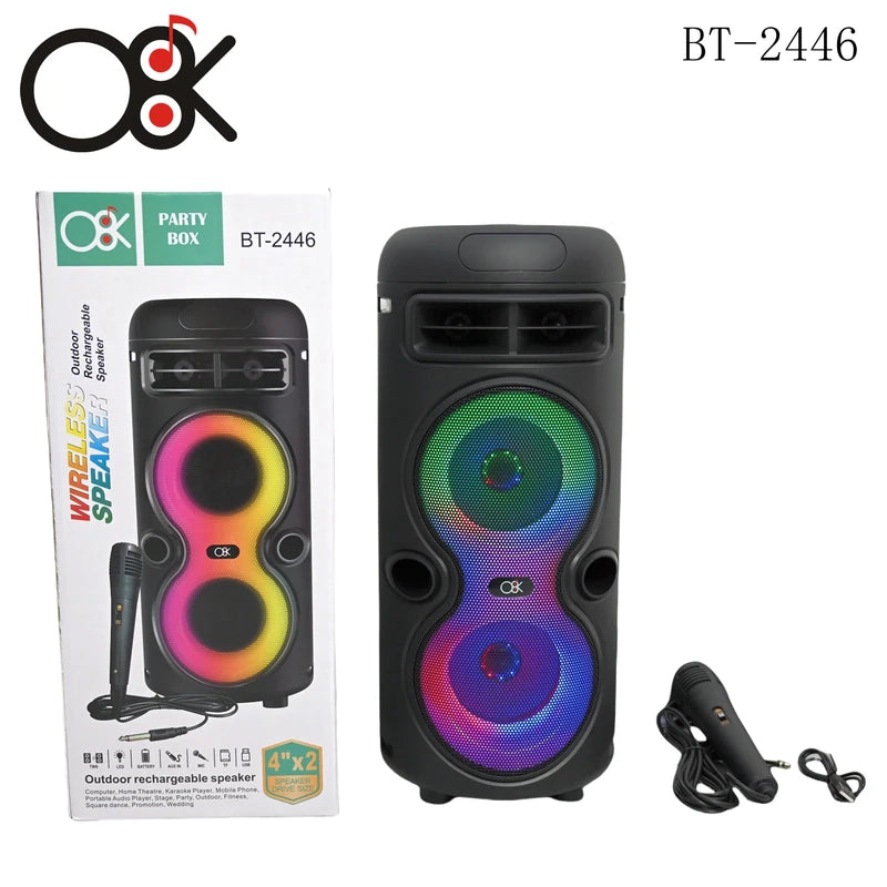 רמקול קריוקי 2×4'' אינץ’ Bluetooth עוצמתי BT-2446