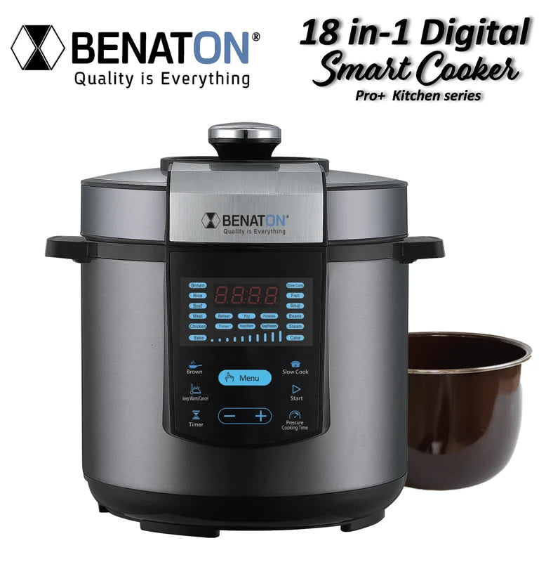 סיר בישול חכם SMART COOKER בלחץ 18ב-1 המתקדם בעולם הבישול והאפיה BT-5086 מבית BENATON
