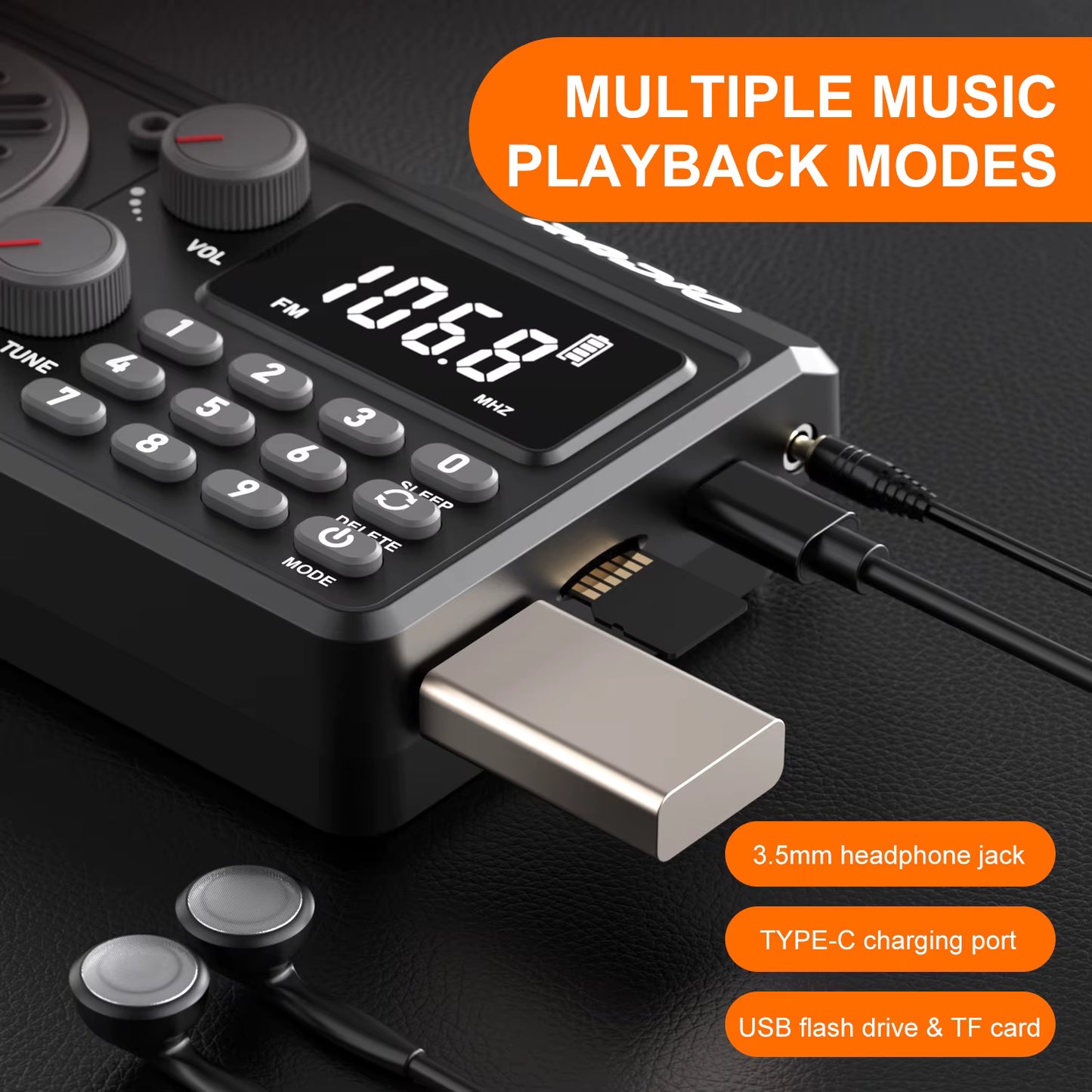 רדיו טרנזיסטור נייד נטען 1500mAh