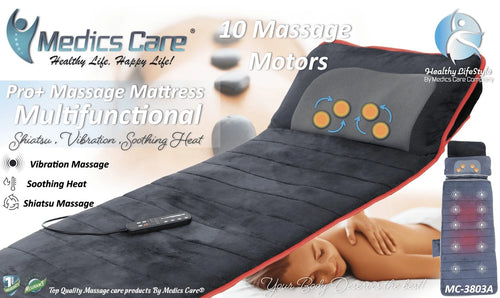 מזרן עיסוי Smart Care עם 10 מנועי עיסוי חימום ורטט + כרית עיסוי שיאצו מולטי פונקציונאלית MC-3803A מבית Medics Care