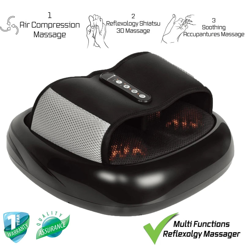 עיסוי שיאצו ונקישות 3D + לחץ כריות אוויר מתנפחות 3ב-1 MC-7380 מבית Medics-Care