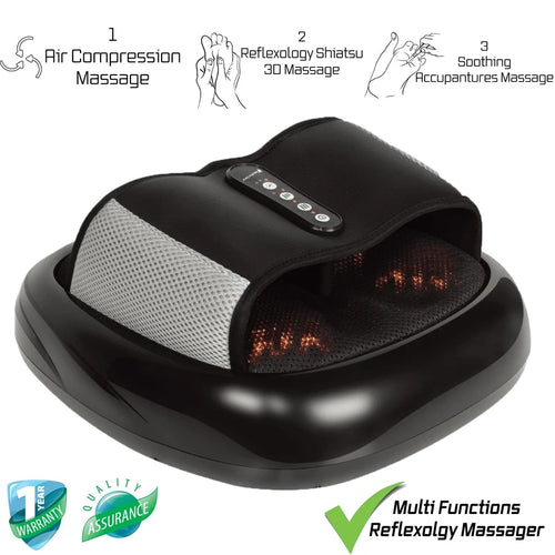 עיסוי שיאצו ונקישות 3D + לחץ כריות אוויר מתנפחות 3ב-1 MC-7380 מבית Medics-Care