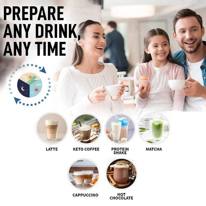 מקציף חלב חשמלי בעיצוב עץ כולל מעמד ו-2 ראשים - גאדג'ט-ליין