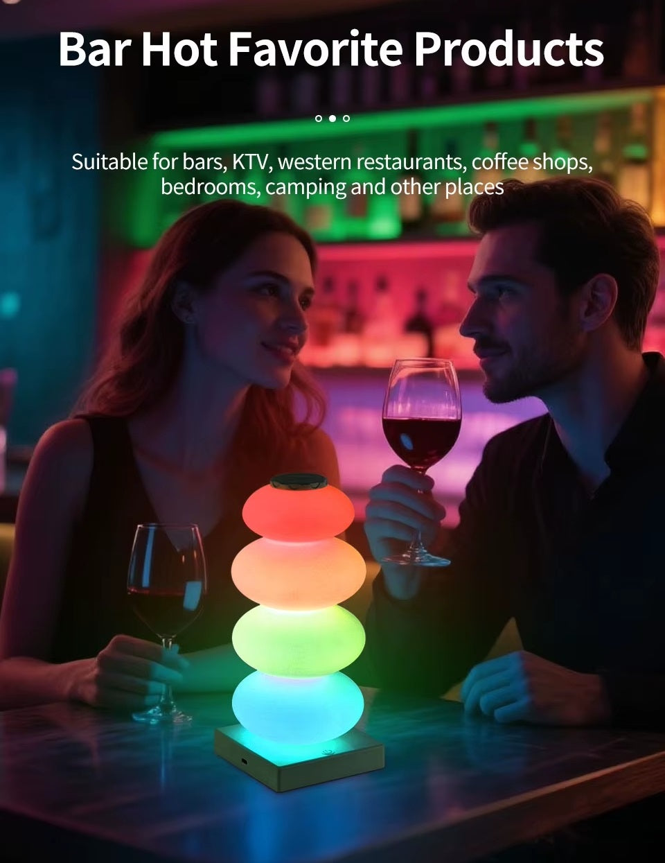 נורת לד שולחנית נטענת RGB