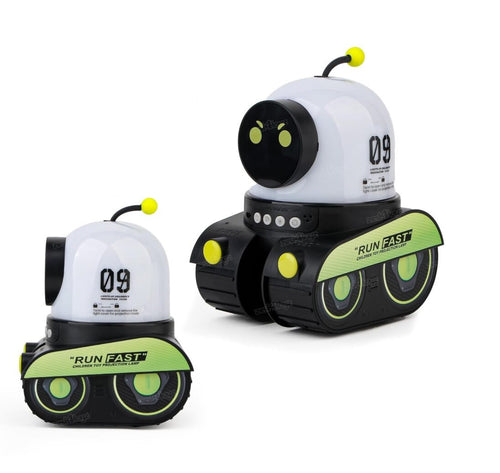 רובוט מקרן צורות עם רמקול בלוטוס ומנורת לילה