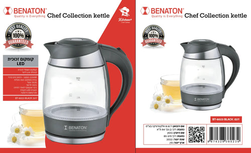 קומקום זכוכית בריאותי לחימום מהיר BENATON BT-8023 2200W.