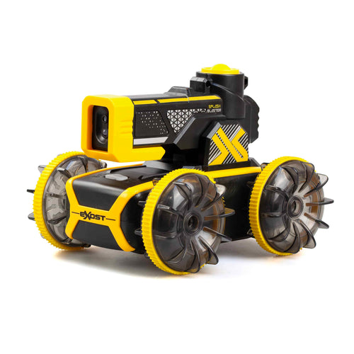 מכונית אמפיבית משפריצה מים על שלט Exost Hydro