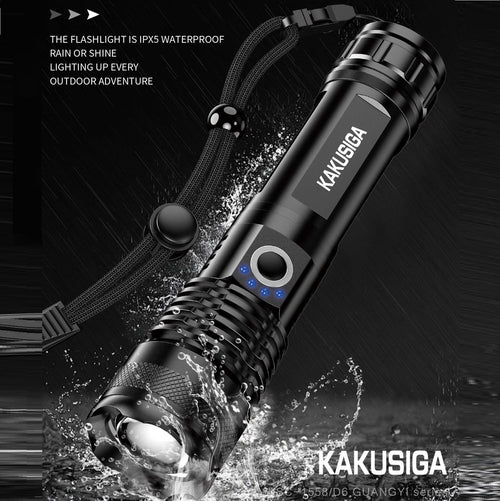 פנס לד מתכת עוצמתי נטען עמיד למים 1200mAh