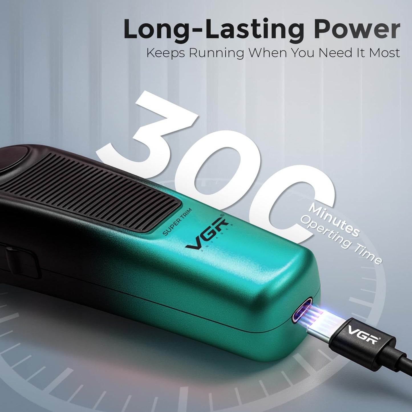 מספרת תספורת חשמלית נטענת מקצועית לגברים מקולקציית Vgr V-996 של גאדג'ט-ליין, מראה את המכונה על רקע לבן