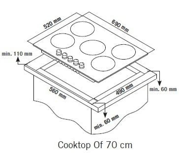כיריים 5 להבות זכוכית GER-HOB-5-ZONE-GLB GERMAINE