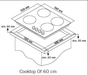 כיריים 4 להבות זכוכית GERMAINE GER-HOB-4-ZONE-GLB