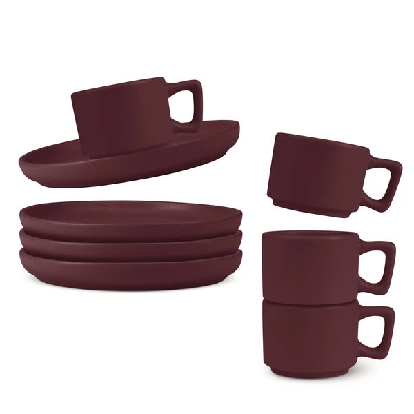 סט כוסות אספרסו וצלוחיות 8 חלקים BH10017 Berlinger haus Stoneware
