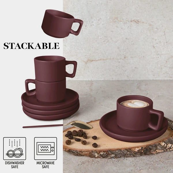 סט כוסות אספרסו וצלוחיות 8 חלקים BH10017 Berlinger haus Stoneware