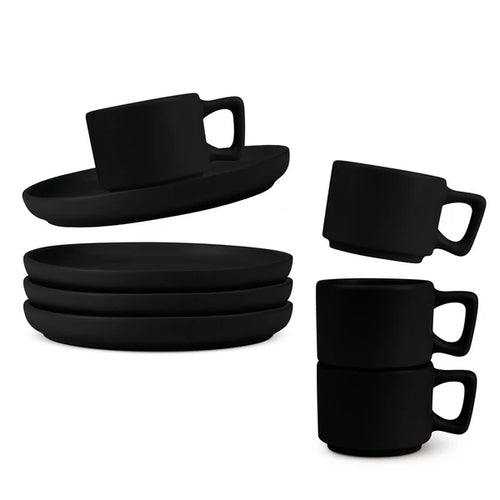 סט כוסות אספרסו וצלוחיות 8 חלקים BH10019A Berlinger haus Stoneware