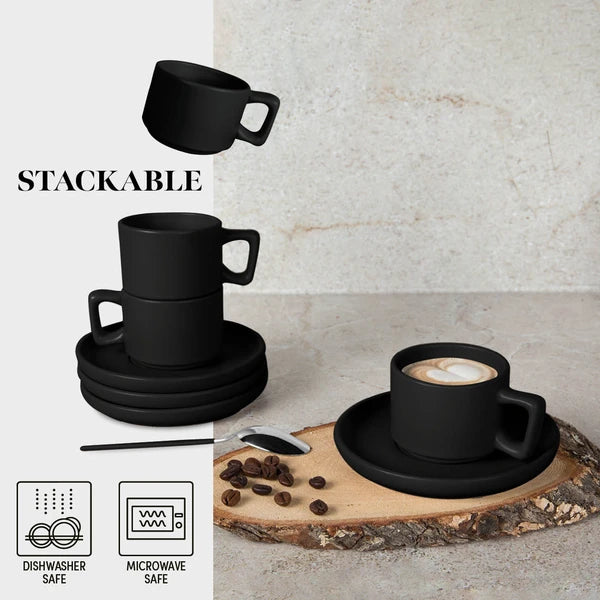 סט כוסות אספרסו וצלוחיות 8 חלקים BH10019A Berlinger haus Stoneware
