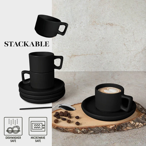 סט כוסות אספרסו וצלוחיות 8 חלקים BH10019A Berlinger haus Stoneware