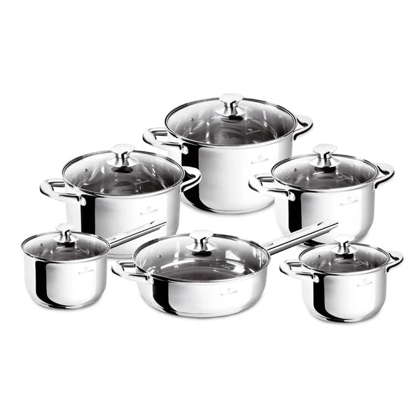 סט סירים ומחבתות נירוסטה  12 חלקים עם מכסים BL3875W Blaumann