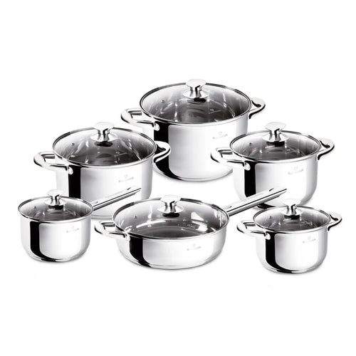 סט סירים ומחבתות נירוסטה  12 חלקים עם מכסים BL3875W Blaumann