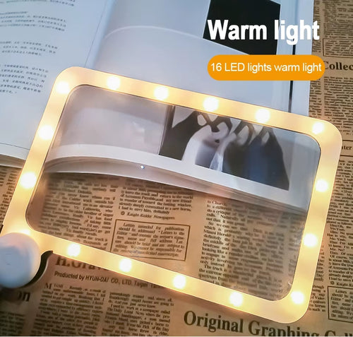 זכוכית מגדלת גדולה עם תאורת לד