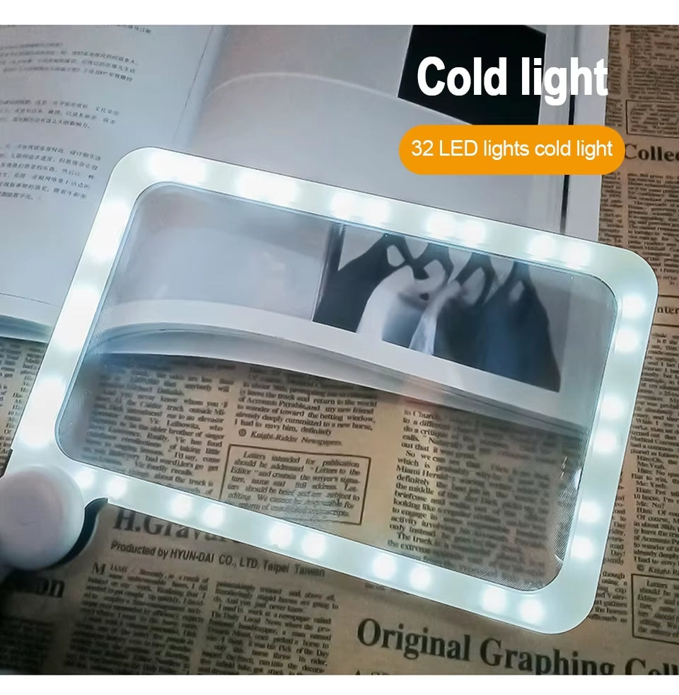 זכוכית מגדלת גדולה עם תאורת לד