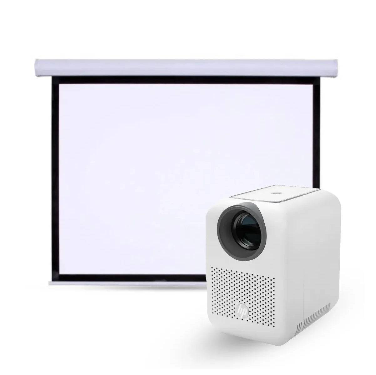 מקרן HP CC180W נייד עם מסך קולנוע ביתי בגודל 60 אינץ' של גאדג'ט-ליין מימד חדש
