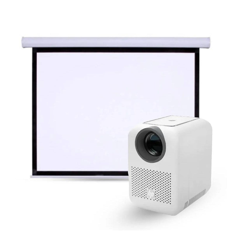 מקרן HP CC180W נייד עם מסך קולנוע ביתי בגודל 60 אינץ' של גאדג'ט-ליין מימד חדש