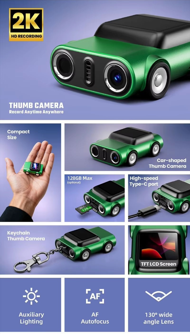 מצלמת מיני 2K HD נטענת בעיצוב מכונית