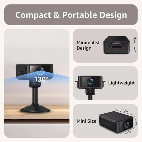 מצלמת אבטחה מיני נטענת עם ראיית לילה HD Wifi