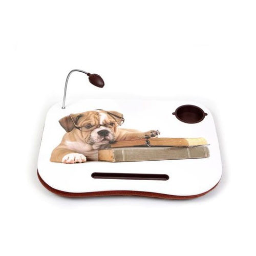 מגש עבודה עם כרית ומנורה