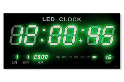 שעון קיר דיגיטלי לד 46 ס''מ - 3 צבעים