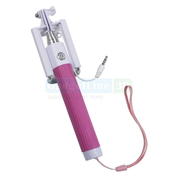 מוט טלסקופי לצילום סלפי עם כבל וכפתור