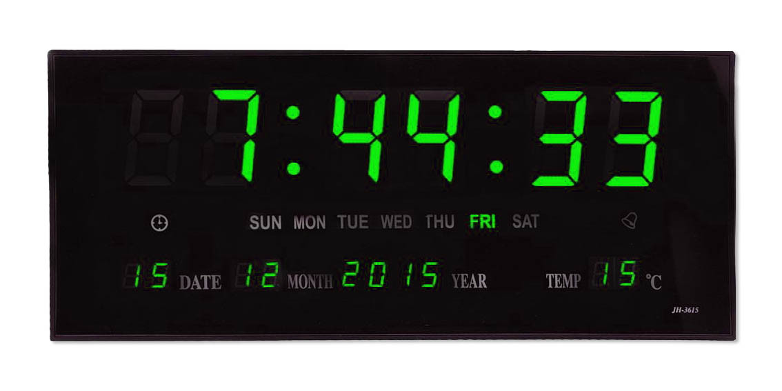 שעון דיגיטלי לקיר 36 ס''מ - 3 צבעים