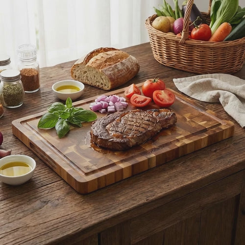 סט לוח חיתוך מקצועי, סכין שף ומשחיז קרמי