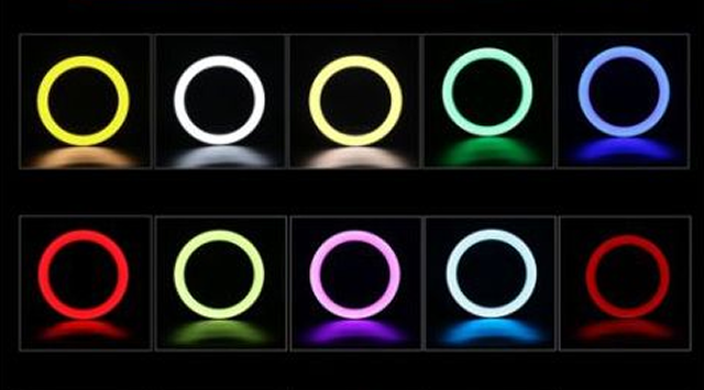 טבעת רינג תאורה RGB צבעונית עם חצובה קוטר 33 סמ